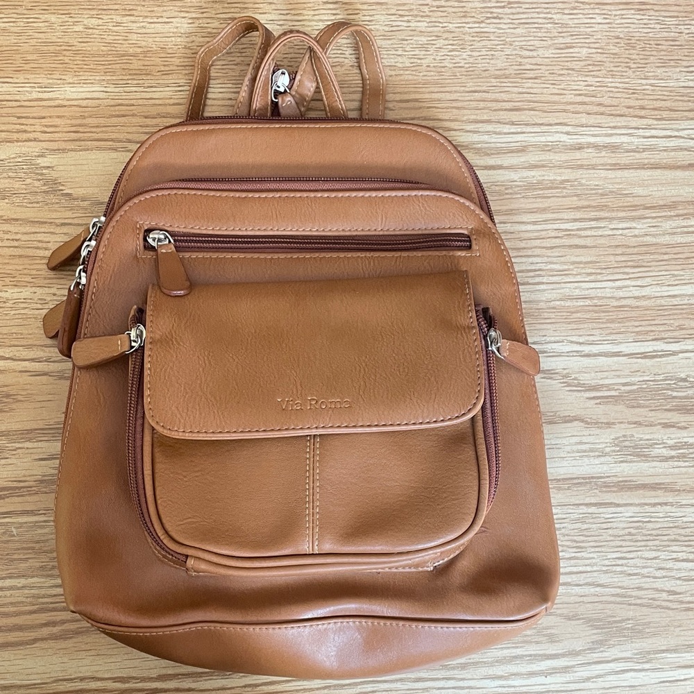 Tan Leather Backpack - Women’s Everyday Backpack Purse